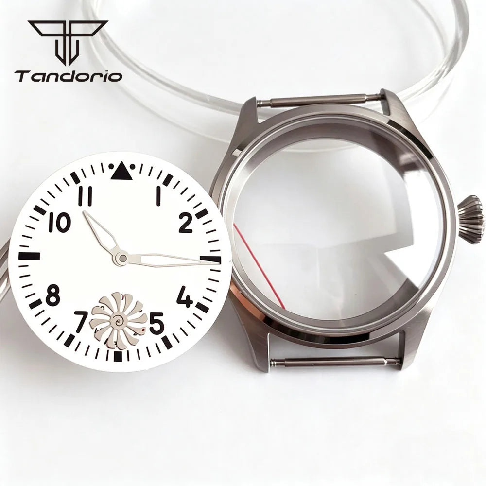 ETA6498 Watch case ST3621 42mm Manual Winding Pilot+37mm Dial Set Sapphire Transparent Back 5ATM