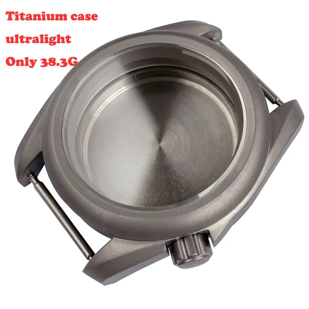 40mm Steel/Titanium Tandorio Pilot Watch Case Sapphire 3.8 Crown Waterproof Fit NH35 NH36 ETA2824 PT5000 Movt Thick Round Bezel