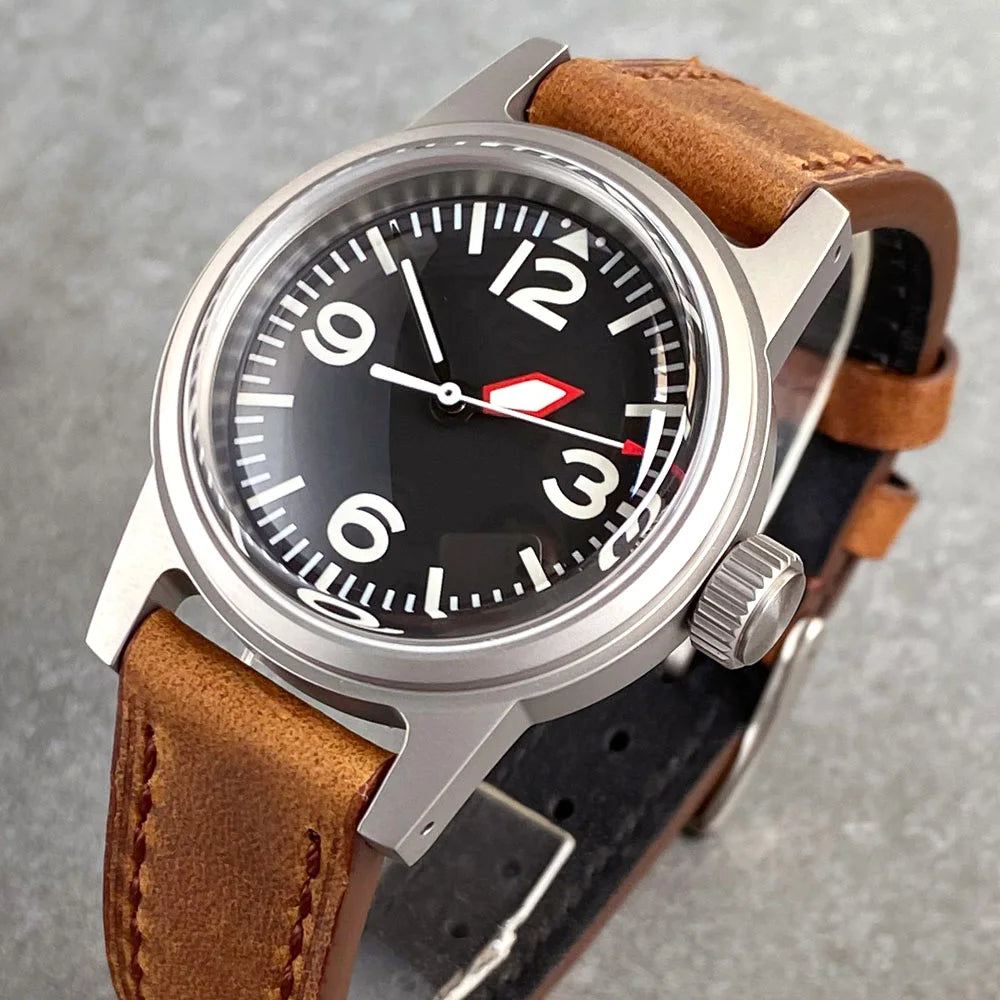 Tandorio TD135 Pilot 36mm PT5000 NH35 Brushed Case Domed Tandorio TD135 Pilot 36mm PT5000 NH35 Brushed Case Domed