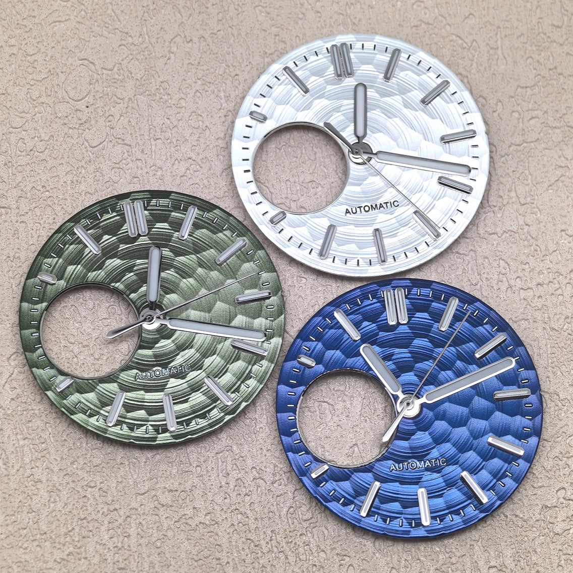 Watch Inner Texture 28.5mm Honeycomb Texture Watch Dial Hands Set Green Luminous Faces for ...