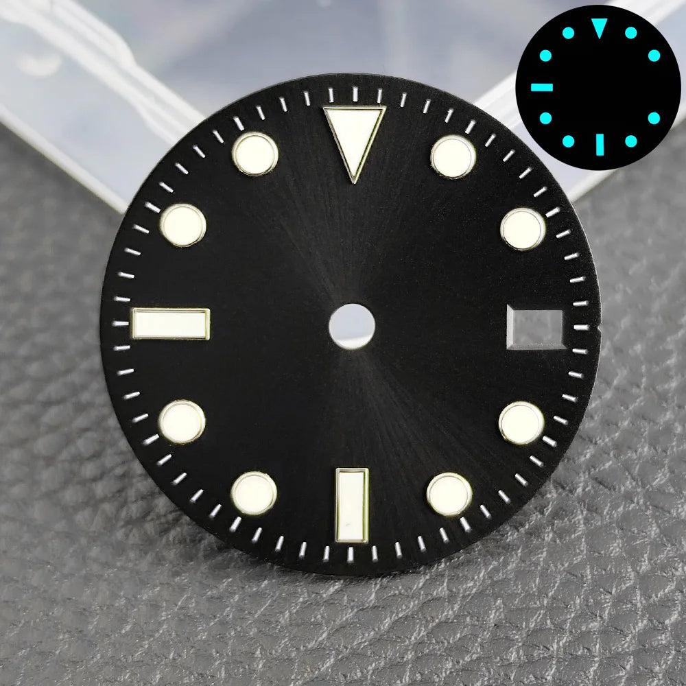28.5mm blue lume NH35 NH34 Dial Single Calendar Submariner style with Hands Watches accessory
