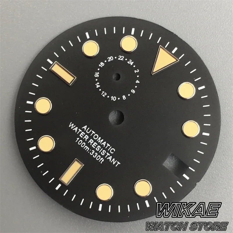 29mm Sterile TMI NH37 Watch Dial Hand Set Black Blue Green Dial Silver Orange Index Green Luminous