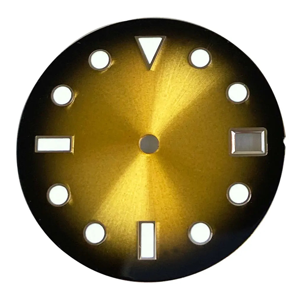 Gradient Sunburst Watch Dial Hands Nologo 29mm Green Luminous Fit NH35 NH36 ETA2824 Miyota DG2813 SW200 PT5000