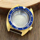 41mm Gold PVD Captain Willard Watch Case Domed Sapphire Tuna Turtle for Seiko MOD NH35 NH36 NH34 4R36 Movts Abalone Screw Crown