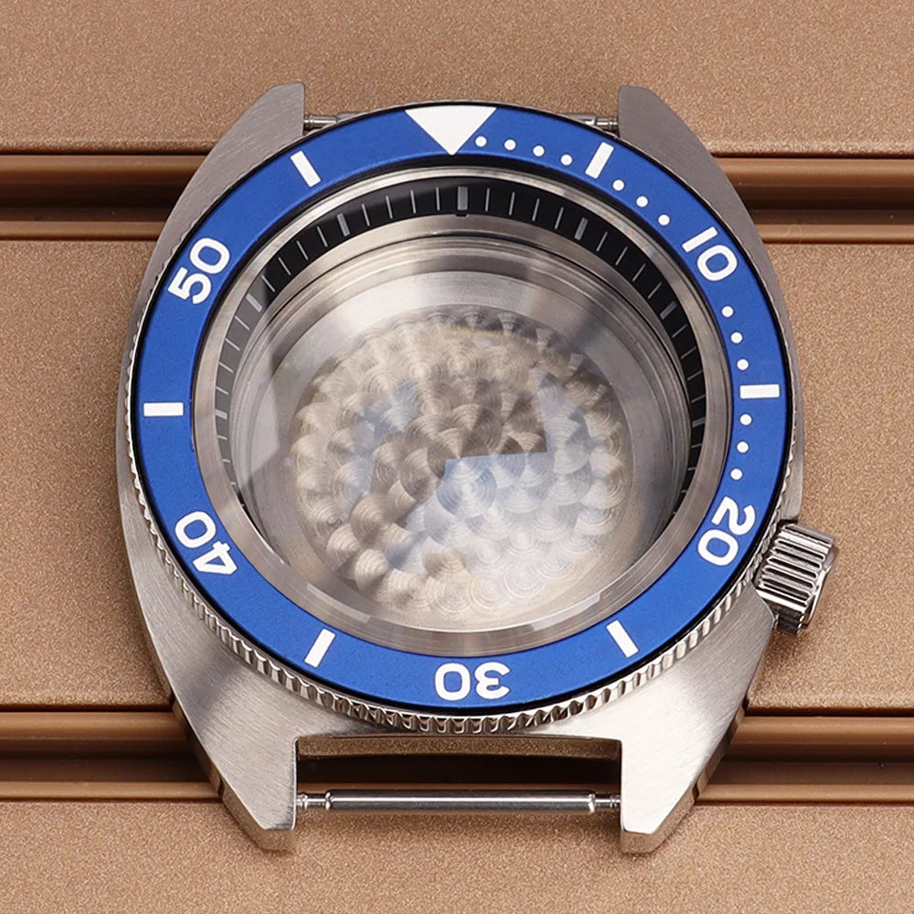 41mm Mod Turtle Watch Case Sapphire Glass Waterproof For Abalone/tuna mouth Captain Willard TMI NH35 NH36 NH38 4R Movement Stainless Steel Watch Accessories
