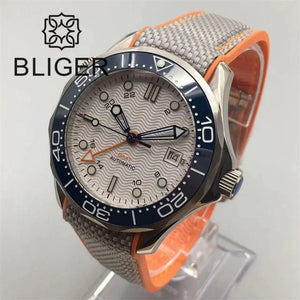 BLIGER 41mm NH34 GMT Automatic Blue Ceramic Bezel Sapphire Glass Black - Tandorio Watches