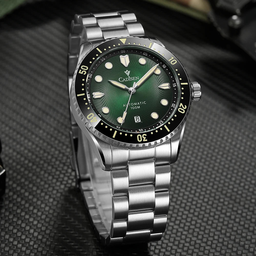 CADISEN C8245 Diver AR Sapphire MIYOTA 8215 Mechanical Wristwatch Ceramic Ring 10Bar Luminous - Tandorio Watches