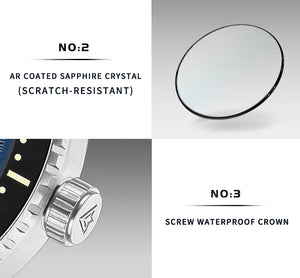 CADISEN C8245 Diver AR Sapphire MIYOTA 8215 Mechanical Wristwatch Ceramic Ring 10Bar Luminous - Tandorio Watches