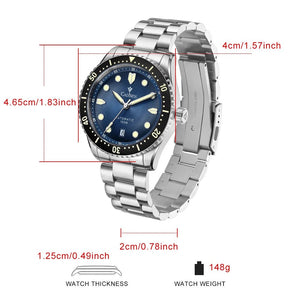 CADISEN C8245 Diver AR Sapphire MIYOTA 8215 Mechanical Wristwatch Ceramic Ring 10Bar Luminous - Tandorio Watches