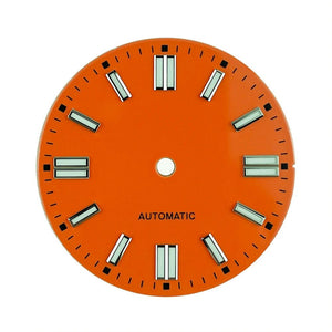 Double bar 28.5mm Watch Dials for NH35A NH38 Movement No Date with BGW9 Lume NH35 Dial Green Orange Blue PzpNqzZr - Tandorio Watches