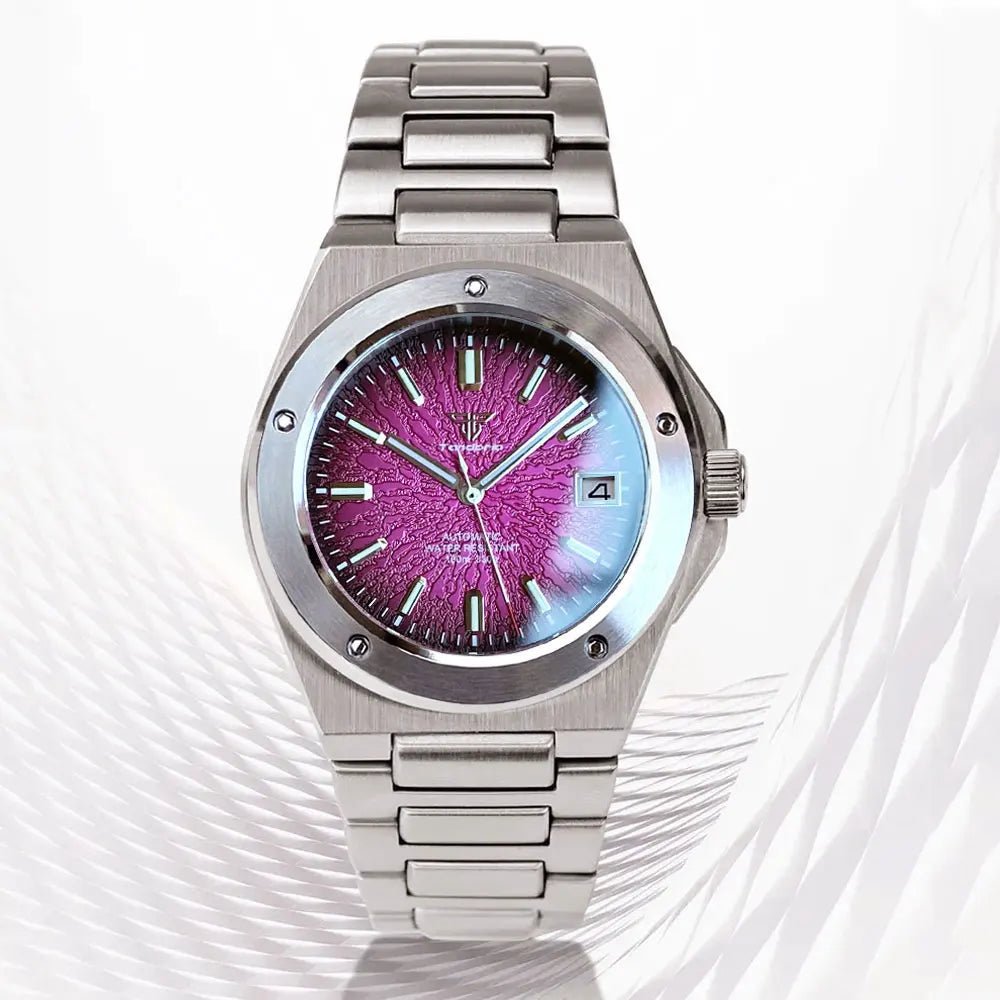 Engineer Watch Tandorio TD331S Blue Teacup Pattern Date Face Sapphire 10bar NH35 Automatic Lumimous Dress - Tandorio Watches