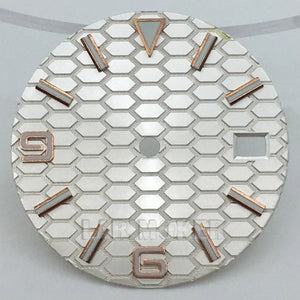 honeycomb texture watch dial is 29mm green luminous suitable for replacing parts of NH35 and NH36 movements - Tandorio Watches