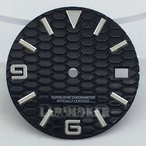 honeycomb texture watch dial is 29mm green luminous suitable for replacing parts of NH35 and NH36 movements - Tandorio Watches