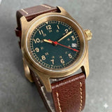 36mm Bronze Pilot Watch Tandorio TD130B Sapphire Frosted Dial Date 20ATM NH35A Automatic