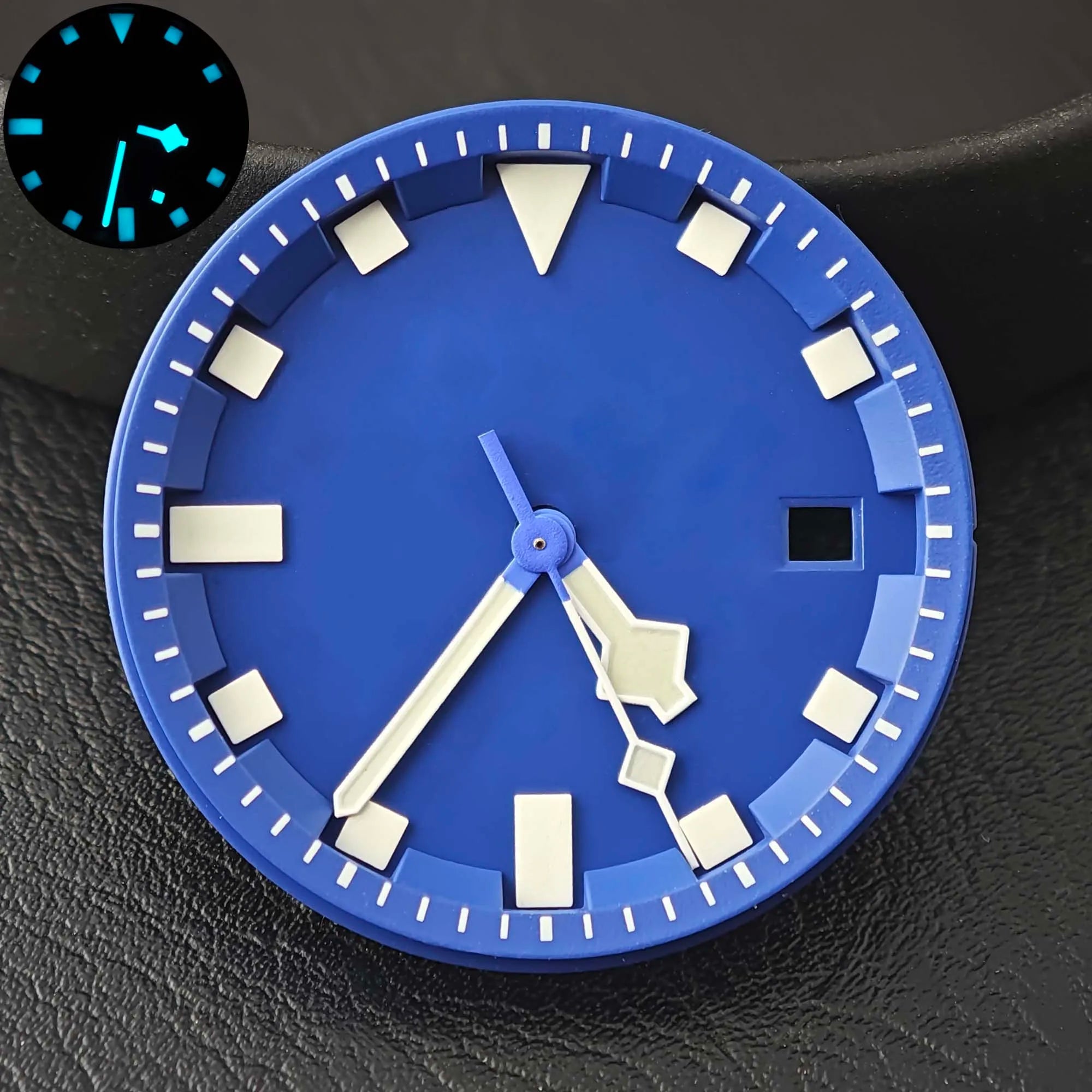 Miyota 8215 dial 31.8mm blue - green luminous dial/hands, suitable for dial replacement of 8215 automatic mechanical movement - Tandorio Watches