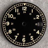Nologo 29mm Pilot Field Watch Dial Face for NH35 NH36 3.8/3 Clock Watch Mod Case Numbers Markers Vintage Black Hand SKX Mod - Tandorio Watches
