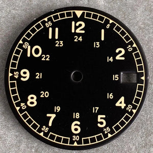 Nologo 29mm Pilot Field Watch Dial Face for NH35 NH36 3.8/3 Clock Watch Mod Case Numbers Markers Vintage Black Hand SKX Mod - Tandorio Watches