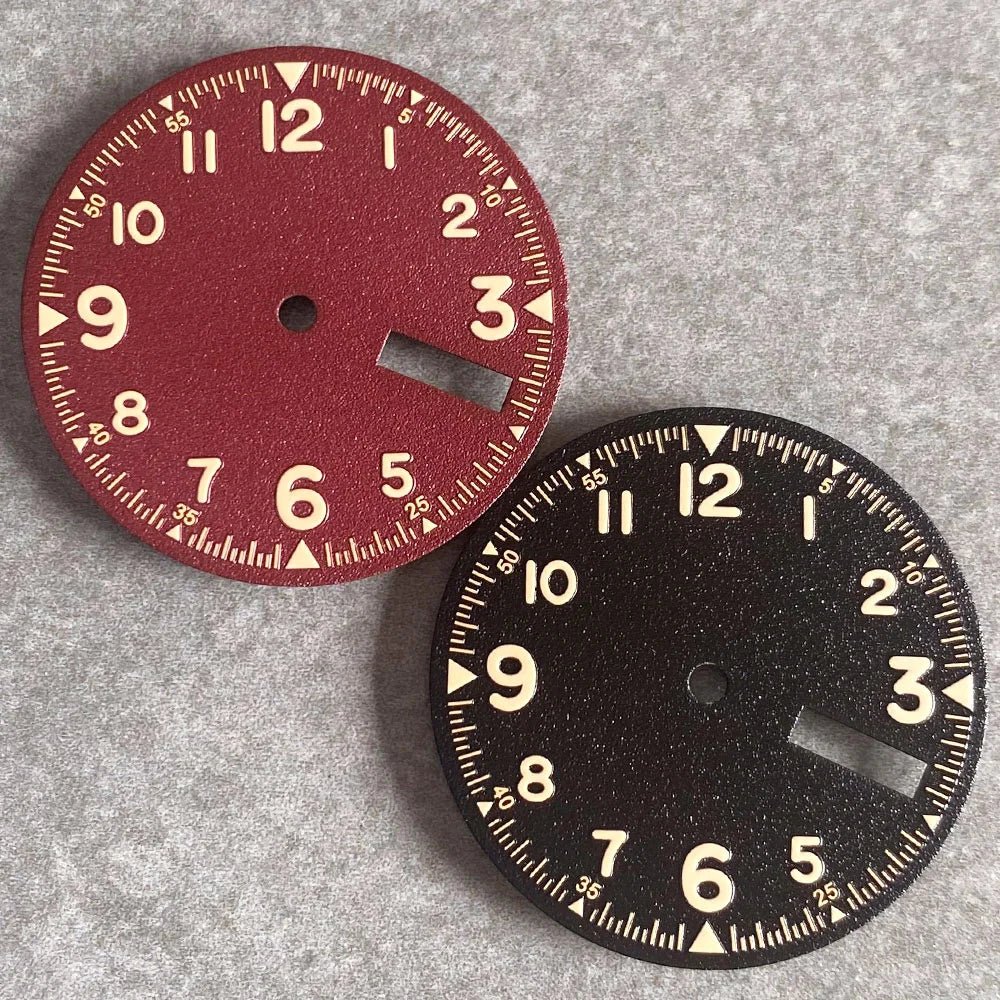 Nologo 29mm Pilot Field Watch Dial Face for NH35 NH36 3.8/3 Clock Watch Mod Case Numbers Markers Vintage Black Hand SKX Mod - Tandorio Watches