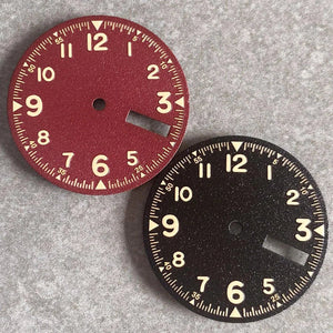 Nologo 29mm Pilot Field Watch Dial Face for NH35 NH36 3.8/3 Clock Watch Mod Case Numbers Markers Vintage Black Hand SKX Mod - Tandorio Watches