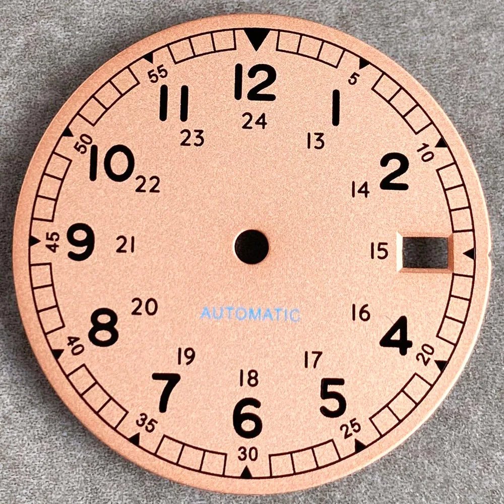 Nologo 29mm Pilot Field Watch Dial Face for NH35 NH36 3.8/3 Clock Watch Mod Case Numbers Markers Vintage Black Hand SKX Mod - Tandorio Watches