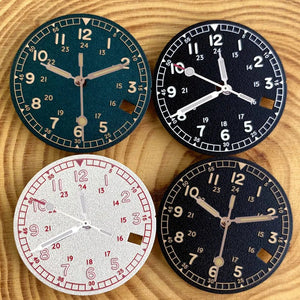 Nologo 29mm Pilot Field Watch Dial Face for NH35 NH36 3.8/3 Clock Watch Mod Case Numbers Markers Vintage Black Hand SKX Mod - Tandorio Watches