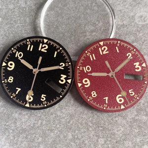 Nologo 29mm Pilot Field Watch Dial Face for NH35 NH36 3.8/3 Clock Watch Mod Case Numbers Markers Vintage Black Hand SKX Mod - Tandorio Watches
