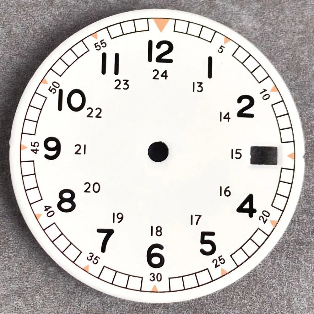 Nologo 29mm Pilot Field Watch Dial Face for NH35 NH36 3.8/3 Clock Watch Mod Case Numbers Markers Vintage Black Hand SKX Mod - Tandorio Watches