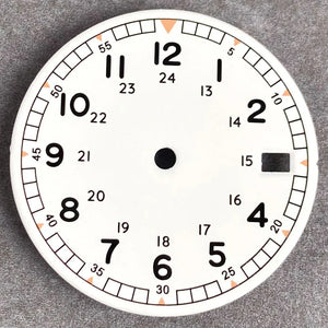 Nologo 29mm Pilot Field Watch Dial Face for NH35 NH36 3.8/3 Clock Watch Mod Case Numbers Markers Vintage Black Hand SKX Mod - Tandorio Watches
