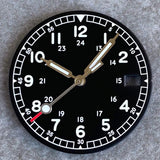 Nologo 29mm Pilot Field Watch Dial Face for NH35 NH36 3.8/3 Clock Watch Mod Case Numbers Markers Vintage Black Hand SKX Mod - Tandorio Watches