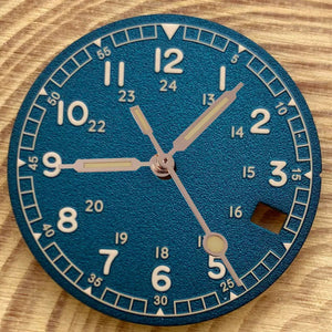 Nologo 29mm Pilot Field Watch Dial Face for NH35 NH36 3.8/3 Clock Watch Mod Case Numbers Markers Vintage Black Hand SKX Mod - Tandorio Watches