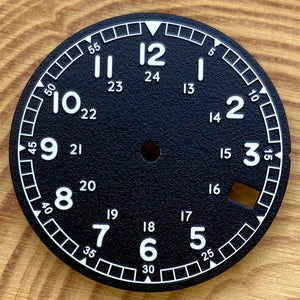 Nologo 29mm Pilot Field Watch Dial Face for NH35 NH36 3.8/3 Clock Watch Mod Case Numbers Markers Vintage Black Hand SKX Mod - Tandorio Watches