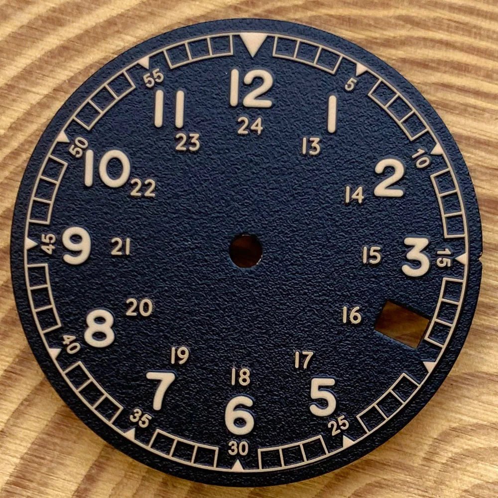 Nologo 29mm Pilot Field Watch Dial Face for NH35 NH36 3.8/3 Clock Watch Mod Case Numbers Markers Vintage Black Hand SKX Mod - Tandorio Watches