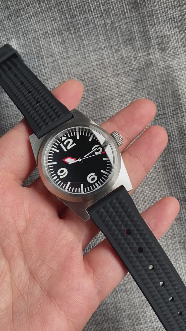 Tandorio 38mm Pilot watch 62mas NH35A PT5000 Automatic Wristwatch 200M AR Domed Sapphire Waffle Strap