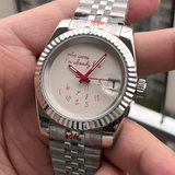 DateJust  NH35 watch "Who Cares I'm already Late" dial customized logo 39mm/36mm  Glass Back Sapphire 10bar