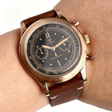 38mm Quartz Pilot Tandorio TD911 Chronograph MIYOTA OS20 Quartz Domed Sapphire Glass Retro 5Bar 2 eyes
