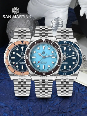 San Martin Diver SN0133 40mm NH35 Automatic AR Sapphire Bezel J - type Bracelet Waterproof 200m Swiss Lume - Tandorio Watches