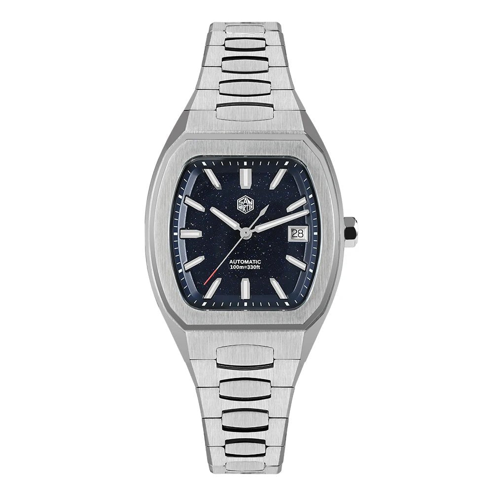 San Martin Dress Watch SN0145 39.5mm Tonneau Luxury Mineral Dial PT5000 SW200 Automatic AR Sapphire Luminous - Tandorio Watches