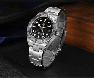 San Martin SN0054G GMT Pink Dial BB 39mm NH34 Automatic Watch 10Bar AR Sapphire BGW9 Lume - Tandorio Watches