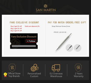 San Martin SN0076 42mm PT5000 Sw200 Automatic Dress Watch 20bar AR Sapphire BGW9 Lume - Tandorio Watches