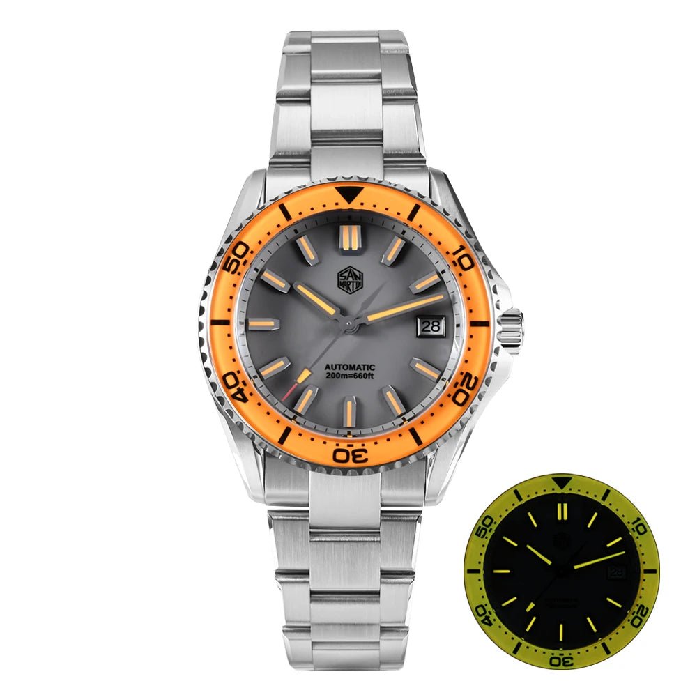 San Martin Sn0129 Enamel Dial Full Luminous 39mm Dive Watch NH35 Automatic 20Bar Ar saphire Swiss Lume - Tandorio Watches