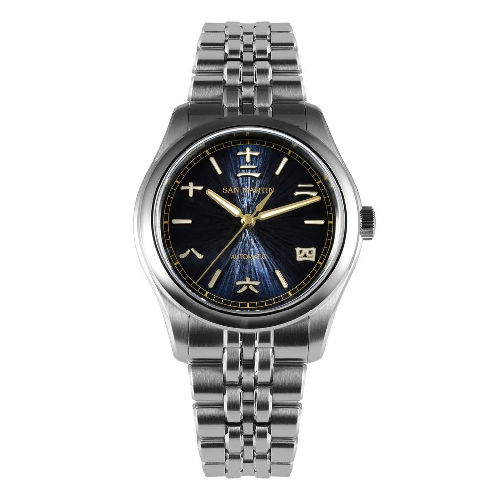 San Martin SN0144 39mm Gada Watch Sunburst JianZhan Miyota 90S5 Automatic Ar Sapphire Swiss Lume 10Bar - Tandorio Watches
