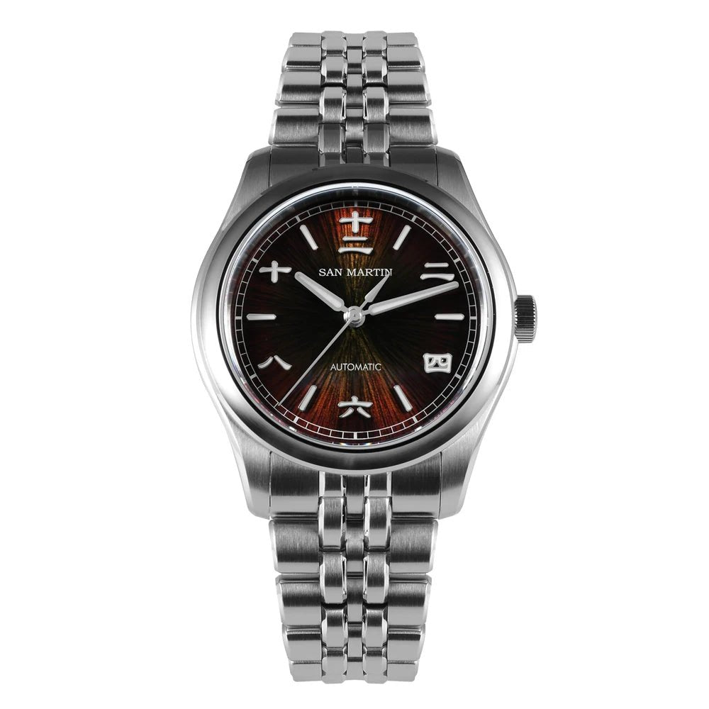 San Martin SN0144 39mm Gada Watch Sunburst JianZhan Miyota 90S5 Automatic Ar Sapphire Swiss Lume 10Bar - Tandorio Watches