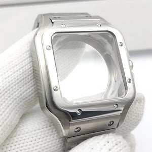 Square Watch Case High quality 38mm NH35 case 316L polished stainless steel case kit for Cartier Santos square case fits NH35/36/ 4R35/36 movement - Tandorio Watches