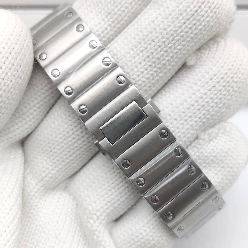 Square Watch Case High quality 38mm NH35 case 316L polished stainless steel case kit for Cartier Santos square case fits NH35/36/ 4R35/36 movement - Tandorio Watches