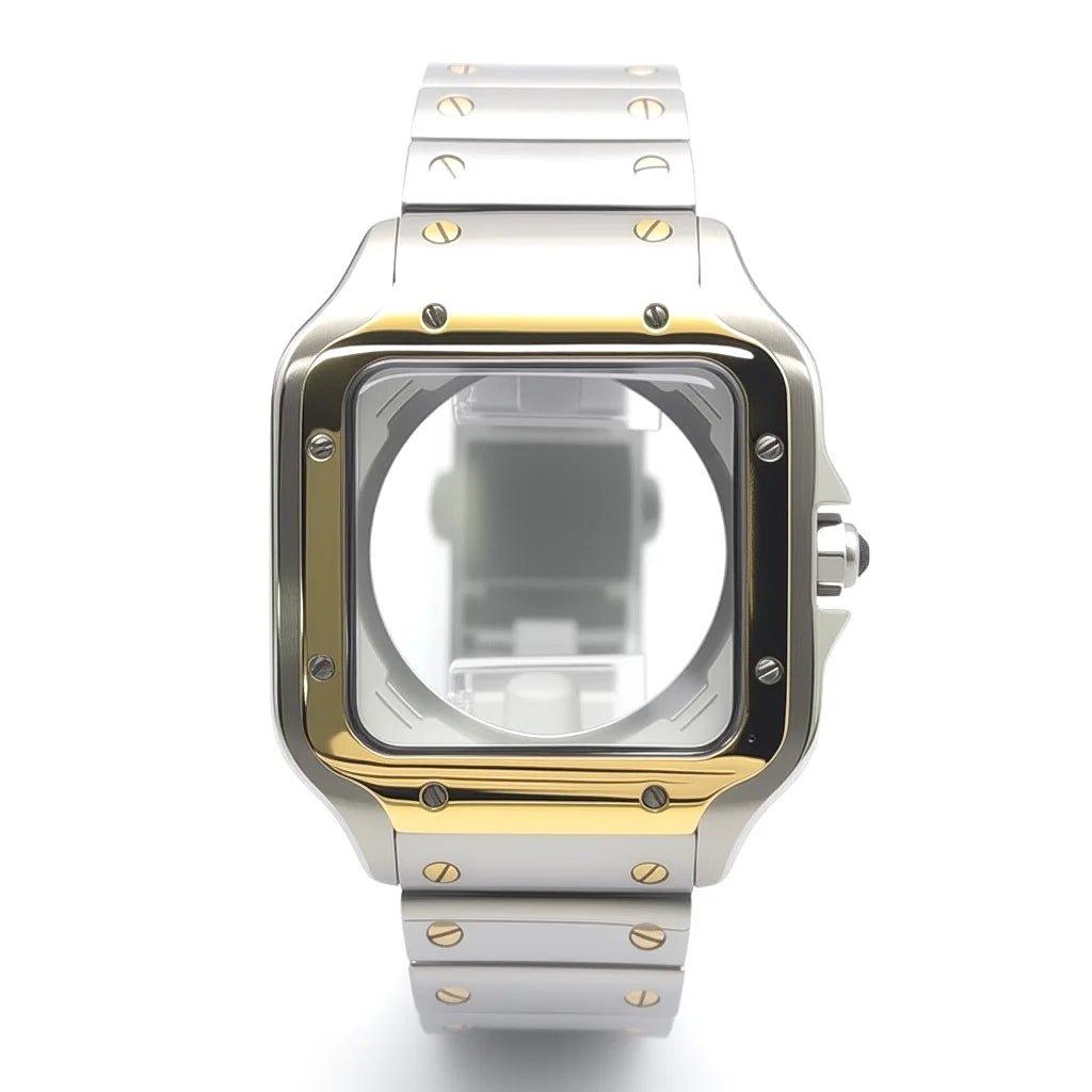 Square Watch Case High quality 38mm NH35 case 316L polished stainless steel case kit for Cartier Santos square case fits NH35/36/ 4R35/36 movement - Tandorio Watches