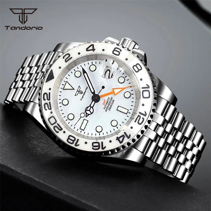 Tandorio 200m Waterproof NH34A GMT Movement Automatic Wristwatch for Men glass back sapphire - Tandorio Watches