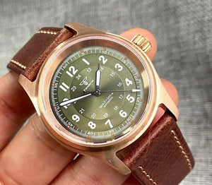 Tandorio 36mm Bronze Pilot NH35/PT5000 Mechanical Watch 200m Water Resistant Sapphire TD030 - Tandorio Watches