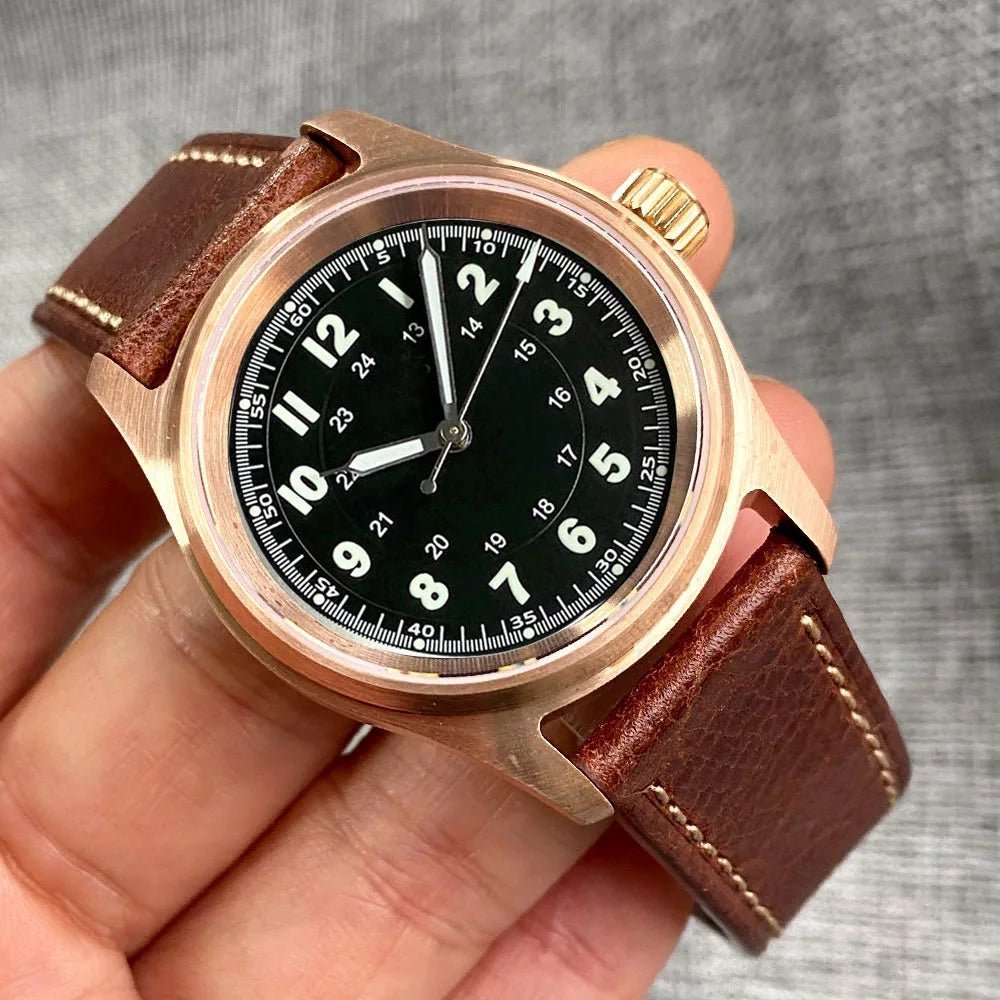 Tandorio 36mm Bronze Pilot NH35/PT5000 Mechanical Watch 200m Water Resistant Sapphire TD030 - Tandorio Watches