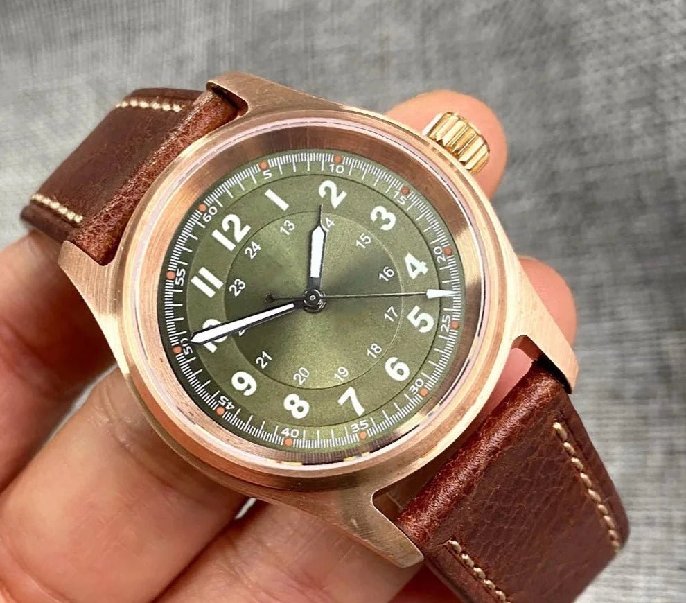 Tandorio 36mm Bronze Pilot NH35/PT5000 Mechanical Watch 200m Water Resistant Sapphire TD030 - Tandorio Watches