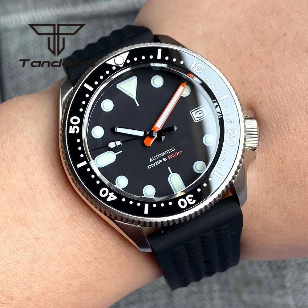 Tandorio 37mm NH35A 20bar Dive Automatic Watch Sapphire Glass Rotating Bezel Date Luminous TD035 - Tandorio Watches